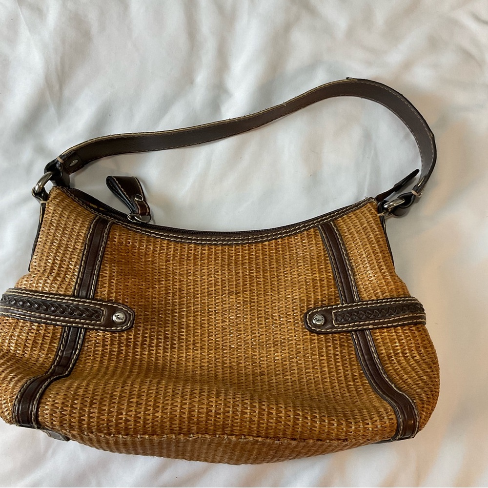 Vintage Fossil straw shoulder bag